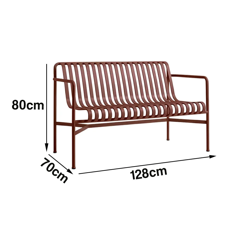 SOLARA Outdoor Metal Seating Collection - Bench, Lounger, Bar Stool & Dining Chair, Heavy-Duty Steel Frame, Weather-Resistant Finish - Wine - Image 20