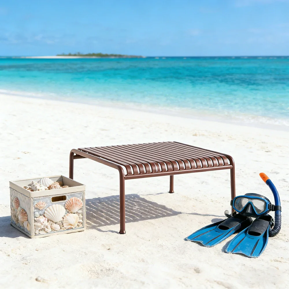 SOLARA Outdoor Metal Furniture Collection - Coffee Table, Long Table, Low Table & Dining Table, Heavy-Duty Steel Frame, Weather-Resistant Finish - Wine - Image 12