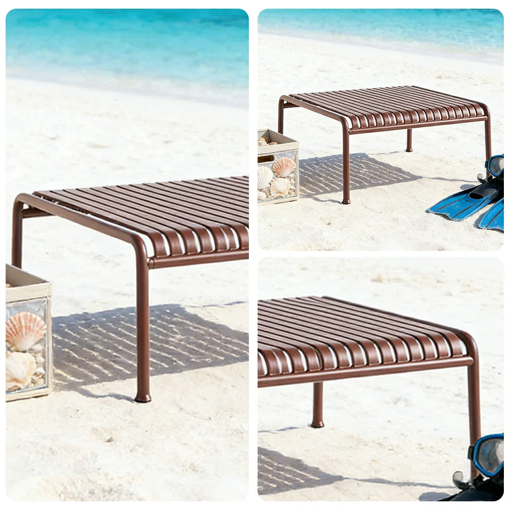 SOLARA Outdoor Metal Furniture Collection - Coffee Table, Long Table, Low Table & Dining Table, Heavy-Duty Steel Frame, Weather-Resistant Finish - Wine - Image 13