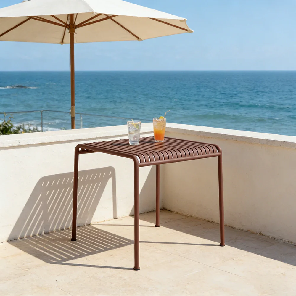SOLARA Outdoor Metal Furniture Collection - Coffee Table, Long Table, Low Table & Dining Table, Heavy-Duty Steel Frame, Weather-Resistant Finish - Wine - Image 17