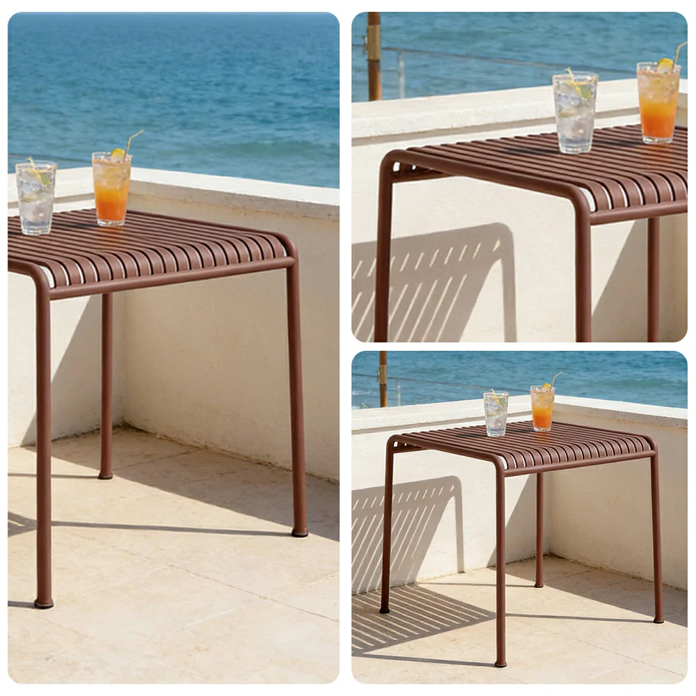 SOLARA Outdoor Metal Furniture Collection - Coffee Table, Long Table, Low Table & Dining Table, Heavy-Duty Steel Frame, Weather-Resistant Finish - Wine - Image 18