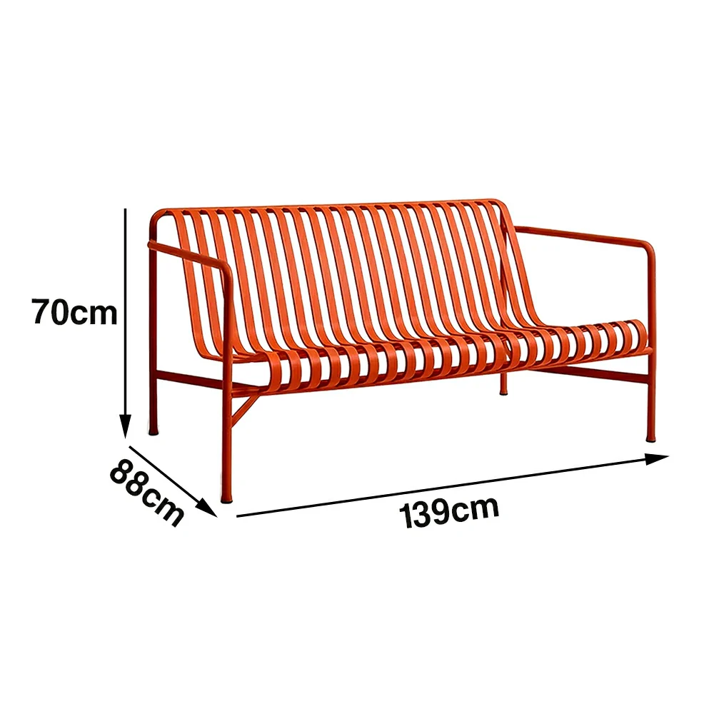 SOLARA Outdoor Metal Seating Collection - Bench, Lounger, Bar Stool & Dining Chair, Heavy-Duty Steel Frame, Weather-Resistant Finish - Orange - Image 10