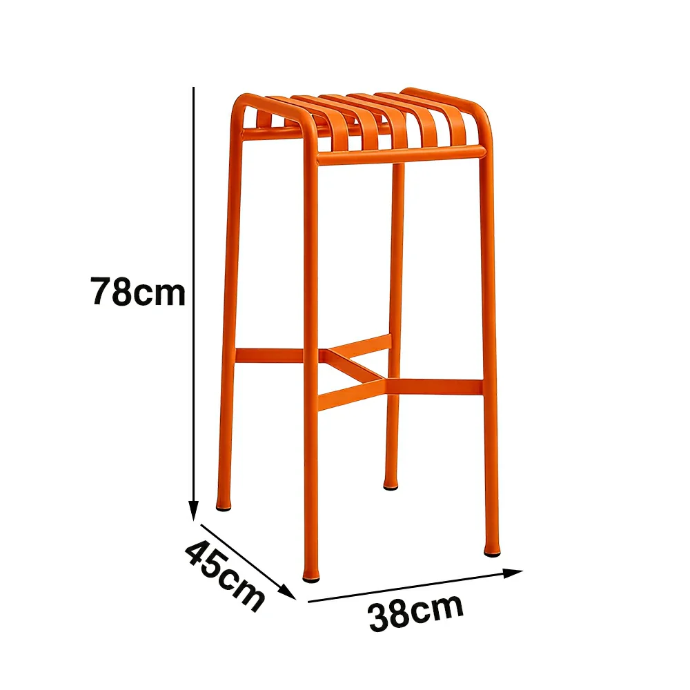 SOLARA Outdoor Metal Seating Collection - Bench, Lounger, Bar Stool & Dining Chair, Heavy-Duty Steel Frame, Weather-Resistant Finish - Orange - Image 35