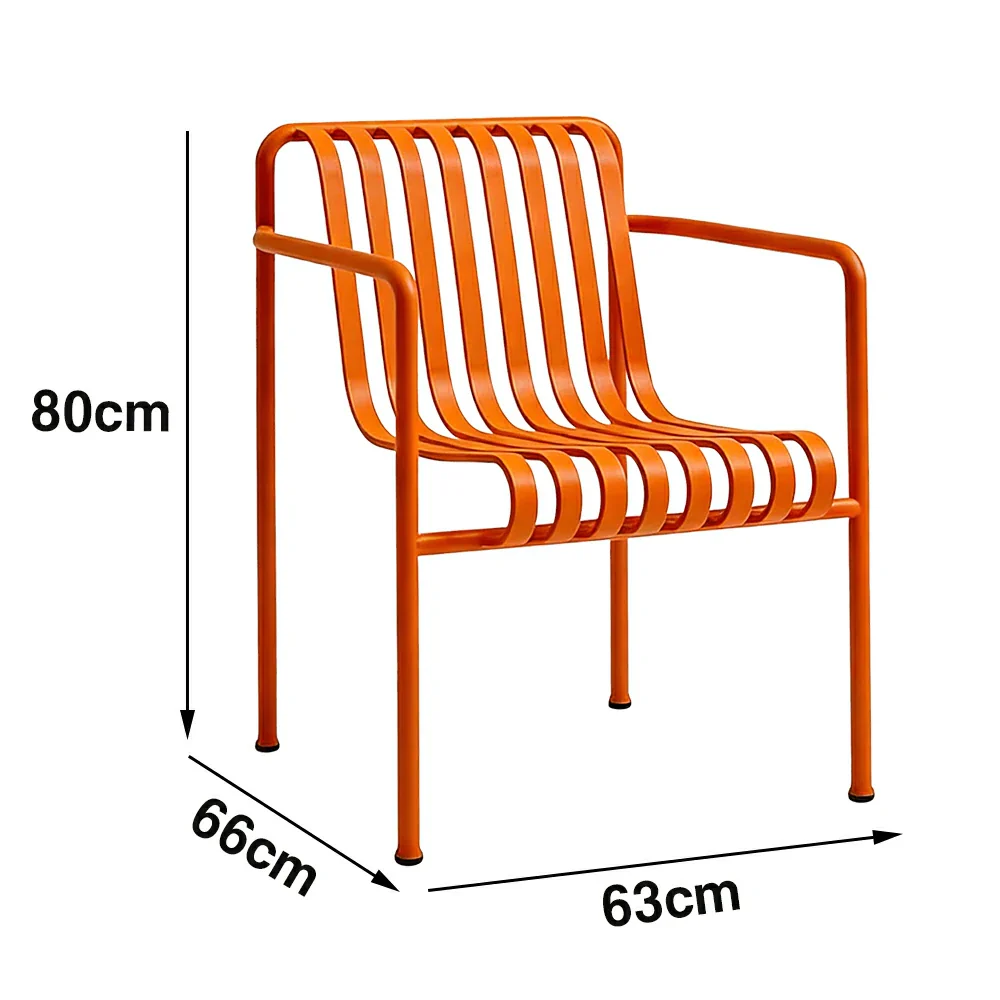 SOLARA Outdoor Metal Seating Collection - Bench, Lounger, Bar Stool & Dining Chair, Heavy-Duty Steel Frame, Weather-Resistant Finish - Orange - Image 40