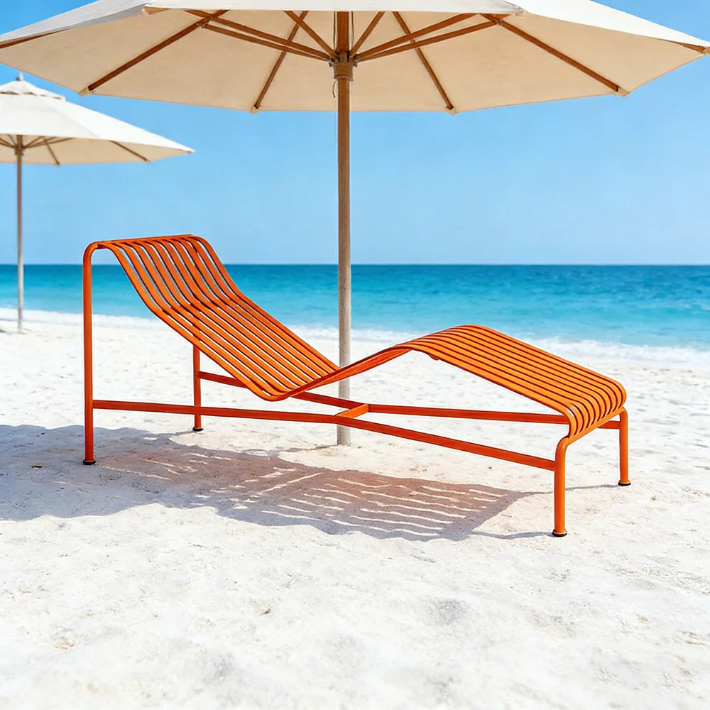 SOLARA Outdoor Metal Seating Collection - Bench, Lounger, Bar Stool & Dining Chair, Heavy-Duty Steel Frame, Weather-Resistant Finish - Orange - Image 42