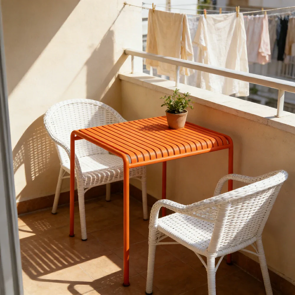 SOLARA Outdoor Metal Furniture Collection - Coffee Table, Long Table, Low Table & Dining Table, Heavy-Duty Steel Frame, Weather-Resistant Finish - Orange - Image 17