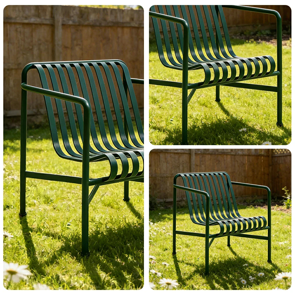 SOLARA Outdoor Metal Furniture Collection - Dining Table, Dining Chair & Lounger, Heavy-Duty Steel Frame, Weather-Resistant Finish - Green - Image 18