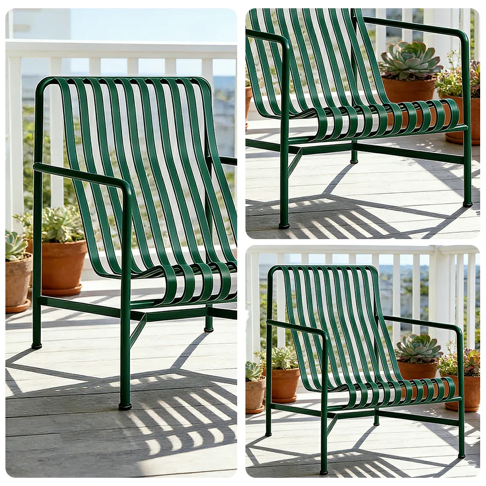 SOLARA Outdoor Metal Furniture Collection - Dining Table, Dining Chair & Lounger, Heavy-Duty Steel Frame, Weather-Resistant Finish - Green - Image 23