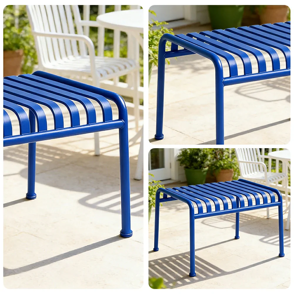 SOLARA Outdoor Metal Furniture Collection - Dining Table, Dining Chair & Lounger, Heavy-Duty Steel Frame, Weather-Resistant Finish - Blue - Image 33