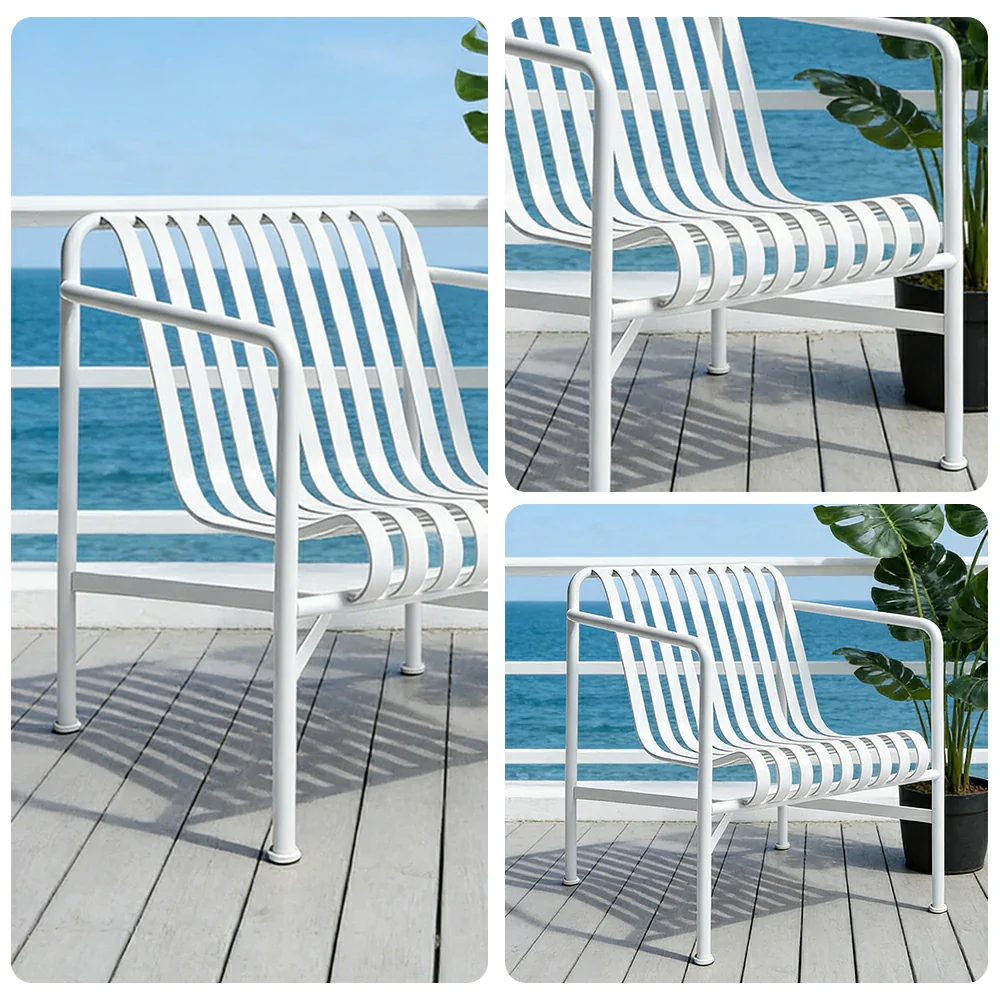 SOLARA Outdoor Metal Furniture Collection - Dining Table, Dining Chair & Lounger, Heavy-Duty Steel Frame, Weather-Resistant Finish - White - Image 18