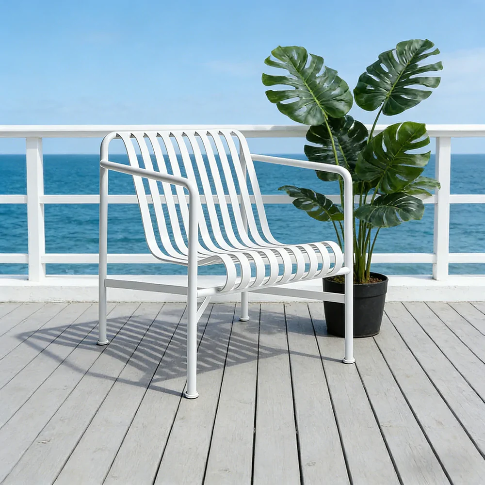 SOLARA Outdoor Metal Furniture Collection - Dining Table, Dining Chair & Lounger, Heavy-Duty Steel Frame, Weather-Resistant Finish - White - Image 19
