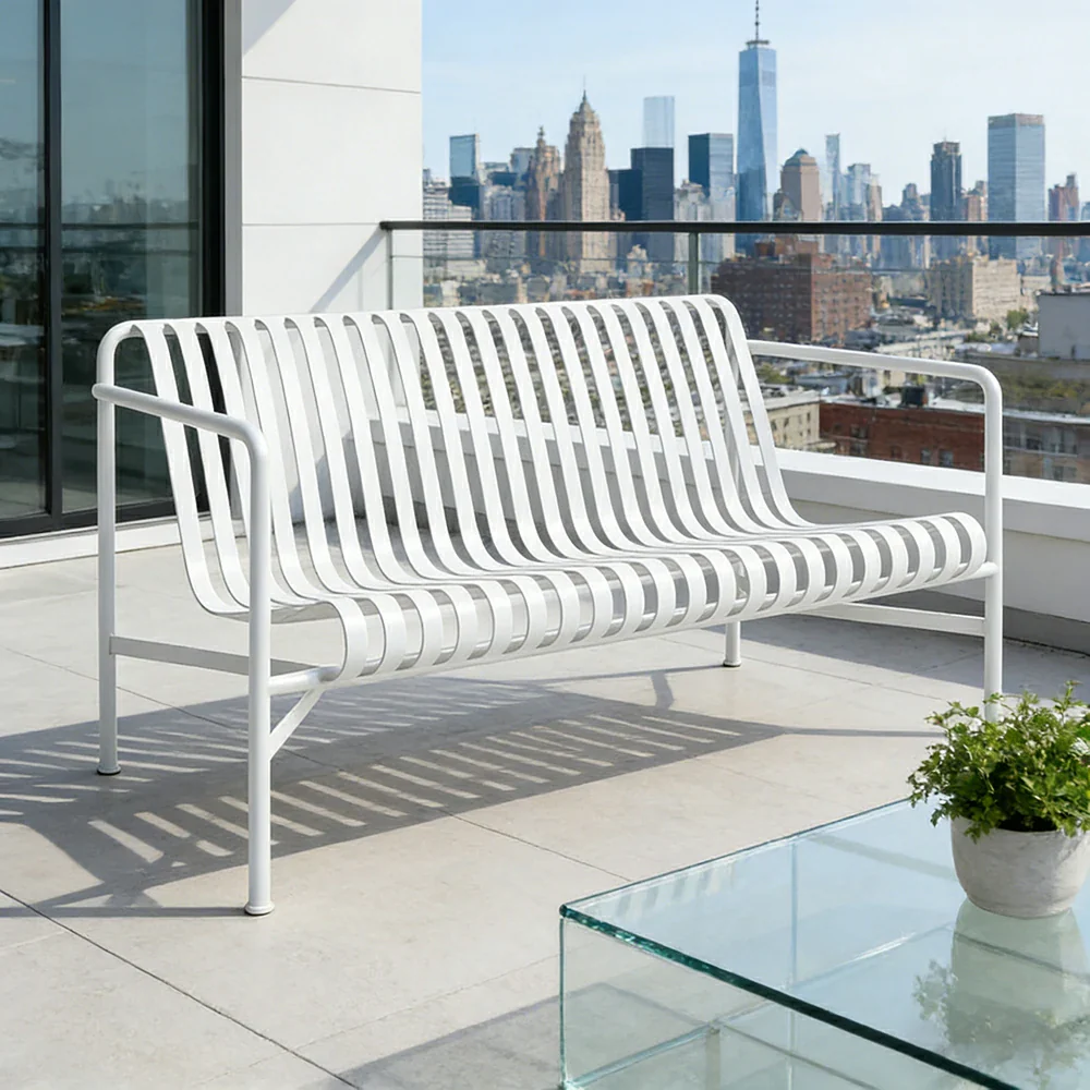 SOLARA Outdoor Metal Furniture Collection - Dining Table, Dining Chair & Lounger, Heavy-Duty Steel Frame, Weather-Resistant Finish - White - Image 2