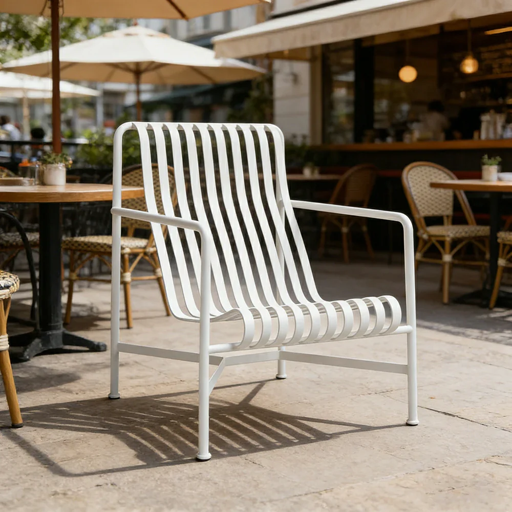 SOLARA Outdoor Metal Furniture Collection - Dining Table, Dining Chair & Lounger, Heavy-Duty Steel Frame, Weather-Resistant Finish - White - Image 22