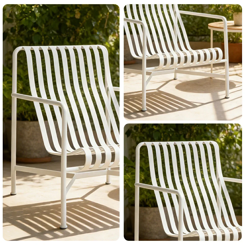 SOLARA Outdoor Metal Furniture Collection - Dining Table, Dining Chair & Lounger, Heavy-Duty Steel Frame, Weather-Resistant Finish - White - Image 23