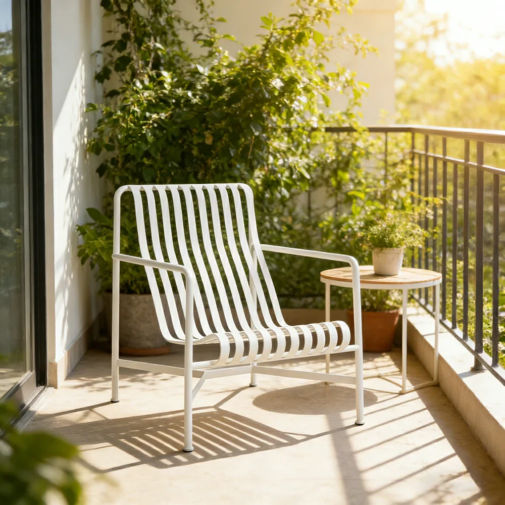 SOLARA Outdoor Metal Furniture Collection - Dining Table, Dining Chair & Lounger, Heavy-Duty Steel Frame, Weather-Resistant Finish - White - Image 24