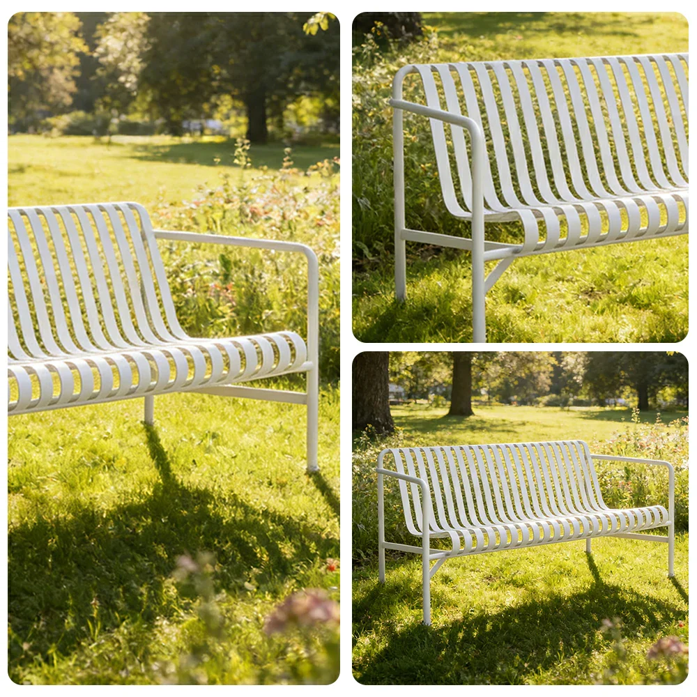 SOLARA Outdoor Metal Furniture Collection - Dining Table, Dining Chair & Lounger, Heavy-Duty Steel Frame, Weather-Resistant Finish - White - Image 3