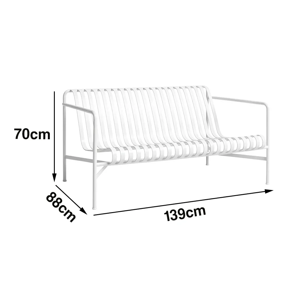 SOLARA Outdoor Metal Furniture Collection - Dining Table, Dining Chair & Lounger, Heavy-Duty Steel Frame, Weather-Resistant Finish - White - Image 5
