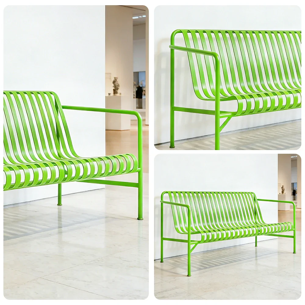SOLARA Outdoor Metal Furniture Collection - Dining Table, Dining Chair & Lounger, Heavy-Duty Steel Frame, Weather-Resistant Finish - Light Green - Image 3