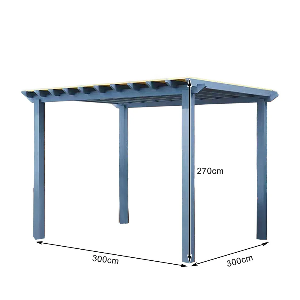 SOLARA Outdoor Pergola Canopy - Finnish Solid Wood Frame with Waterproof Curtain, 3m x 3m Garden & Patio Sunshade Pavilion - Blue - Image 5