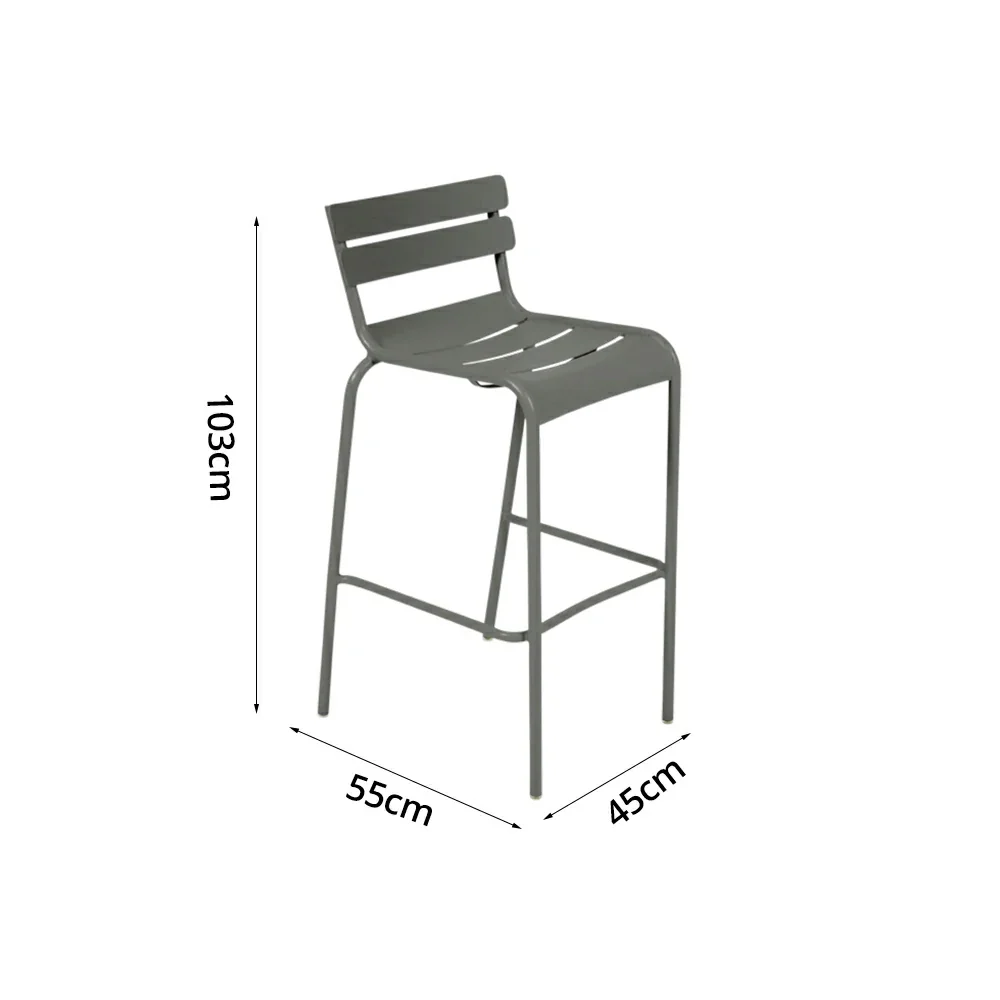 SOLARA Outdoor Bar Stool - Lightweight Aluminum Frame, Rust-Resistant Coating, Stacks Up to 6 Chairs, Perfect for Balcony, Patio & Dining Spaces - Grey - Image 5