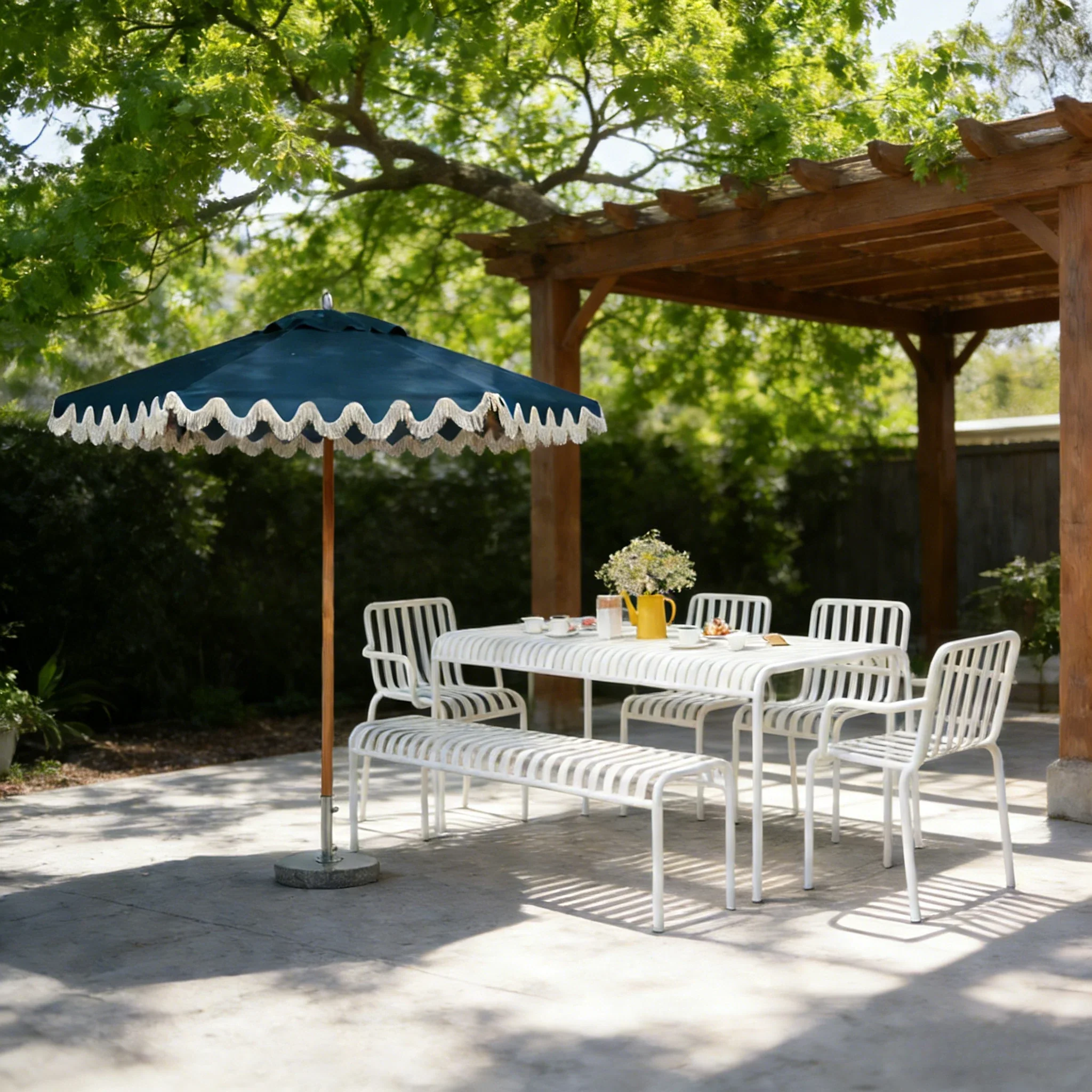 SOLARA Outdoor Iron Table/Bench/Chair/Sofa/Bar Stool - White - Image 8