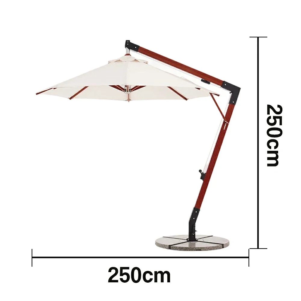 SOLARA Outdoor Patio Umbrella - 250/300cm Round Canopy Model Standard Version with Reinforced 8-Rib Design, Adjustable Cantilever Arm, Sunshade & Rain Protection - Beige - Image 5