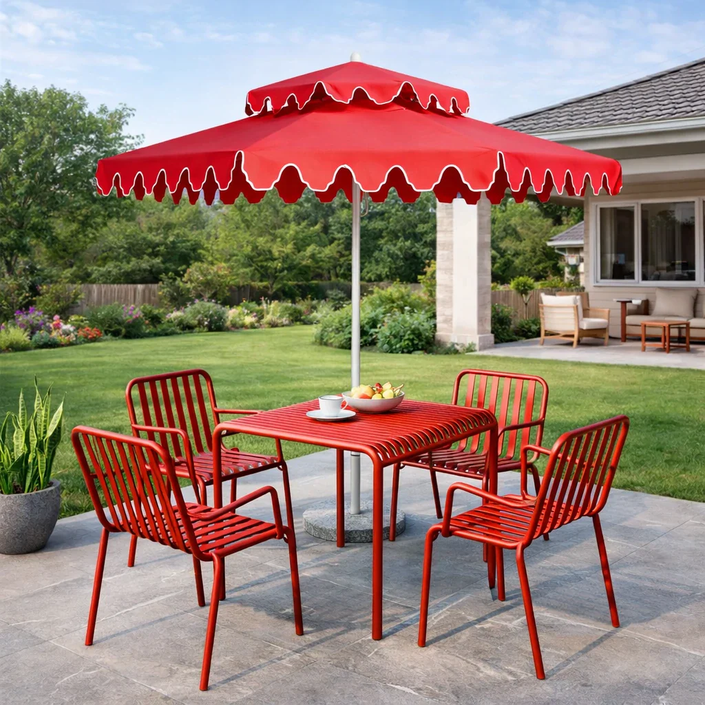 SOLARA Outdoor Iron Table/Bench/Chair/Sofa/Bar Stool - Red - Image 4