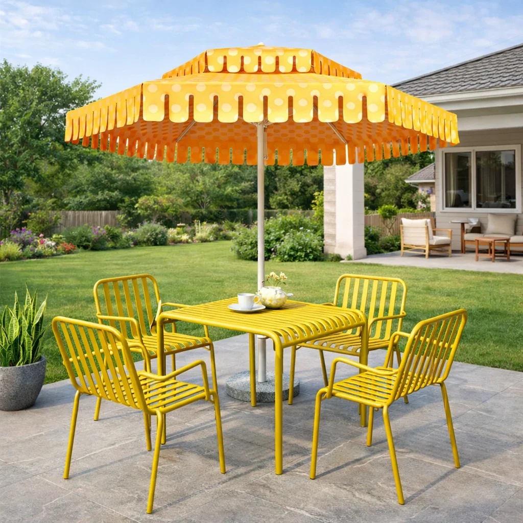 SOLARA Outdoor Iron Table/Bench/Chair/Sofa/Bar Stool - Yellow - Image 5