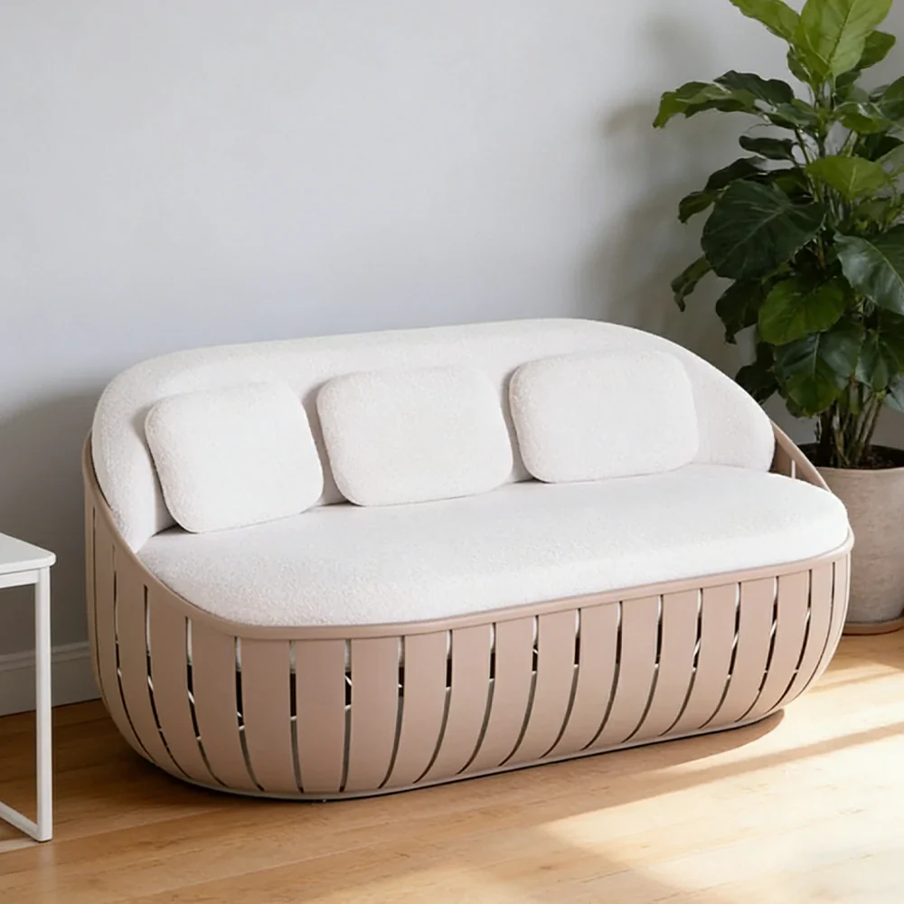 SOLARA Outdoor 2/3-Seater Sofa - Waterproof Fabric Cushions, High-Density Foam, Aluminium Frame, UV-Resistant Patio Lounge - Taupe - Image 2