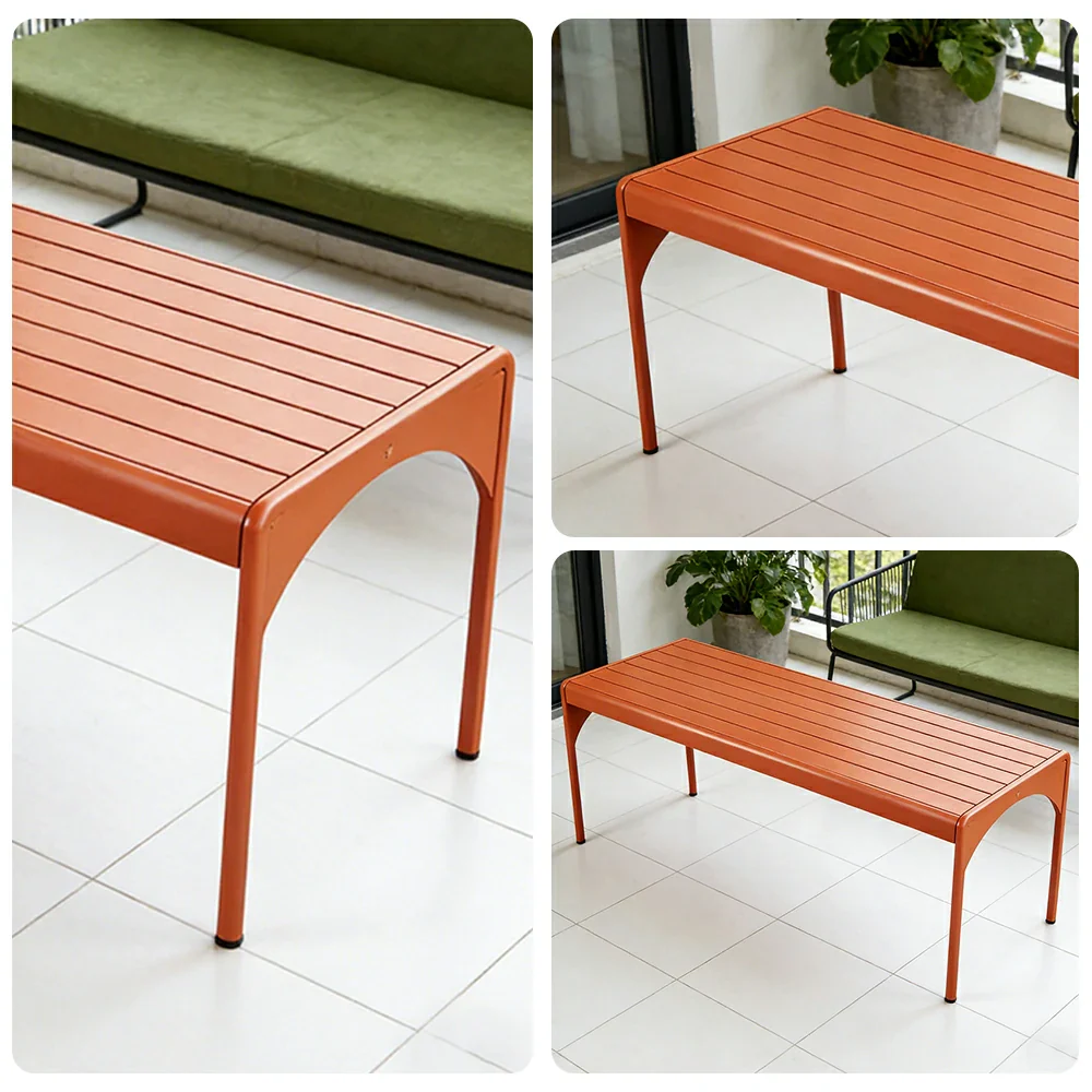 SOLARA 120/160/200cm Outdoor Dining Table - Lightweight, Durable Aluminium Frame, Powder-Coated Finish, Reinforced Legs & Rounded Corners - Garden/Patio Use - Orange - Image 3