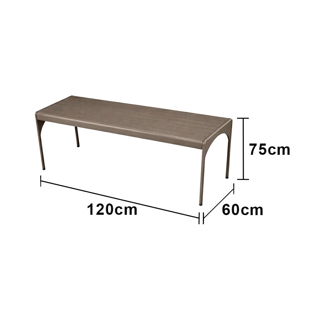 SOLARA 120/160/200cm Outdoor Dining Table - Lightweight, Durable Aluminium Frame, Powder-Coated Finish, Reinforced Legs & Rounded Corners - Garden/Patio Use - Khaki - Image 5