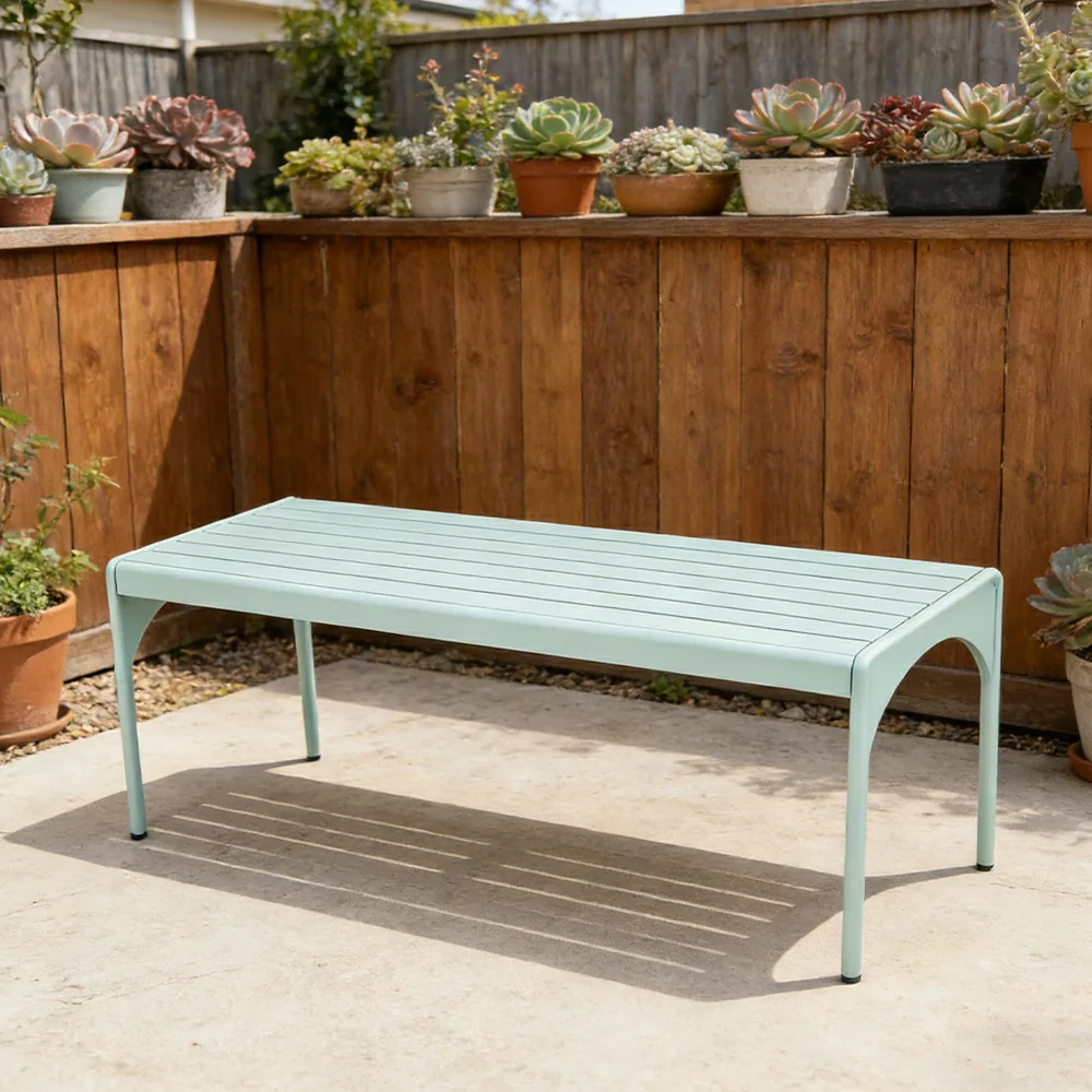 SOLARA 120/160/200cm Outdoor Dining Table - Lightweight, Durable Aluminium Frame, Powder-Coated Finish, Reinforced Legs & Rounded Corners - Garden/Patio Use - Icy Mint Green - Image 2