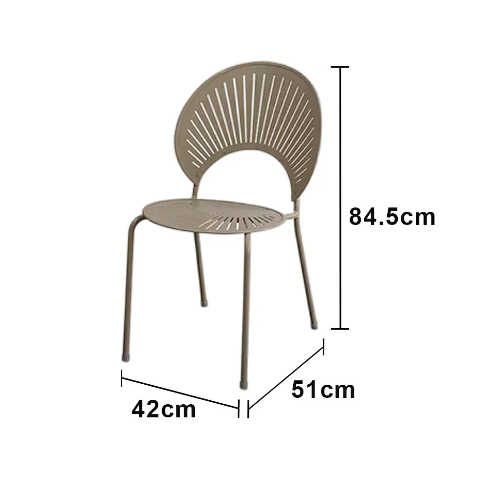 SOLARA Outdoor Dining Chair - Ergonomic Curved Shell Backrest, Breathable Hollow Design, Durable Aluminium Frame, Weather-Resistant Patio Seating - Khaki - Image 5