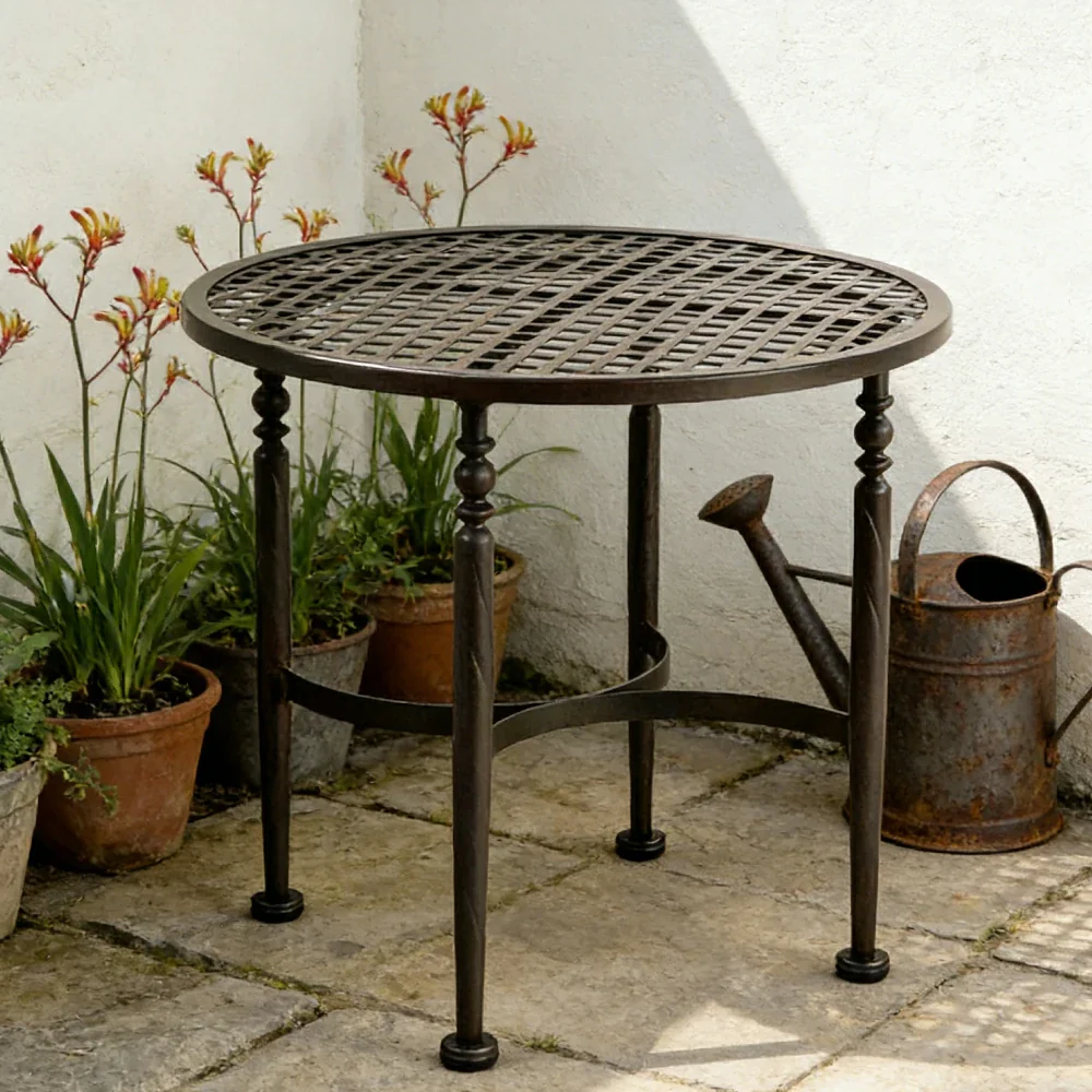 SOLARA Outdoor Round Side Table - Stable Support Design, Powder-Coated Iron Alloy Frame, Durable Patio Garden Balcony Accent Table - Image 2