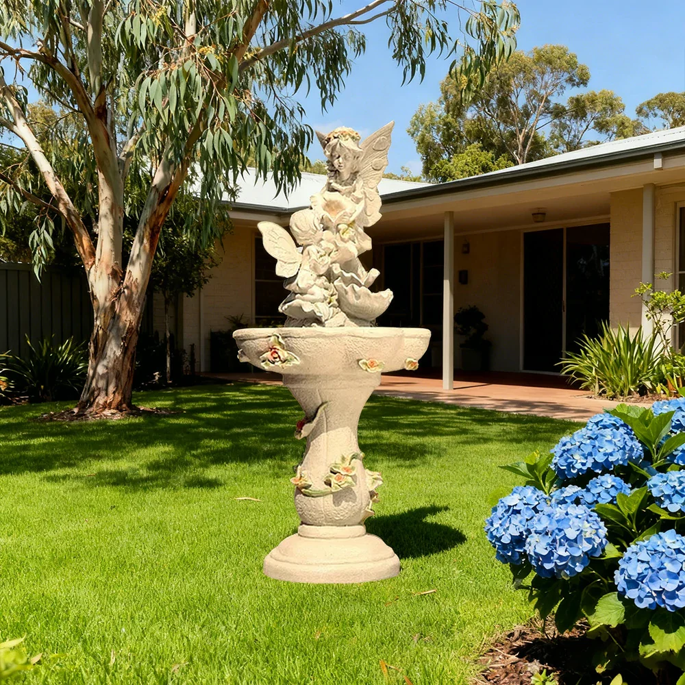 SOLARA Decorative Fountain - Resin Fairy Design, UV-Resistant, Waterproof, Soft Water Flow, Ideal for Garden & Balcony Decor - Image 2