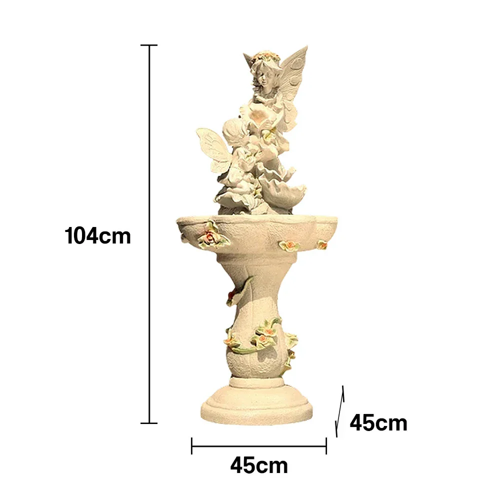 SOLARA Decorative Fountain - Resin Fairy Design, UV-Resistant, Waterproof, Soft Water Flow, Ideal for Garden & Balcony Decor - Image 5