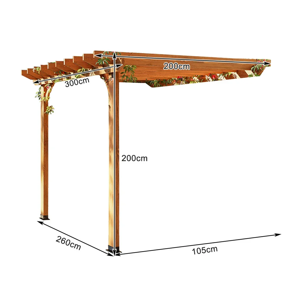 SOLARA Wall-Mounted Pergola - Finnish Solid Wood, 3m x 1.3m/2m x 2m, Outdoor Garden & Patio Shade - Yellow - Image 6