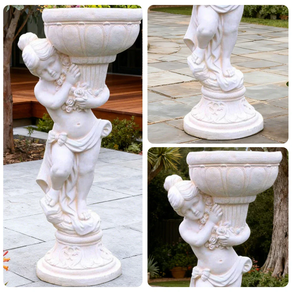 SOLARA 112cm Boy Angel Design Outdoor Planter UV-Resistant, Waterproof, Corrosion-Resistant, Durable for All Weather, Elegant Design for Gardens Patios - Image 3