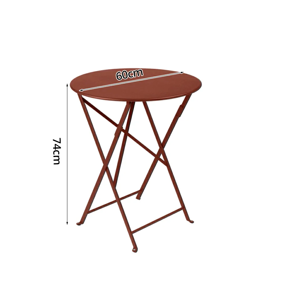 SOLARA Foldable Bistro Table Space-Saving Design Steel Frame with Rust-Resistant Coating French Balcony Style - Wine - Image 5