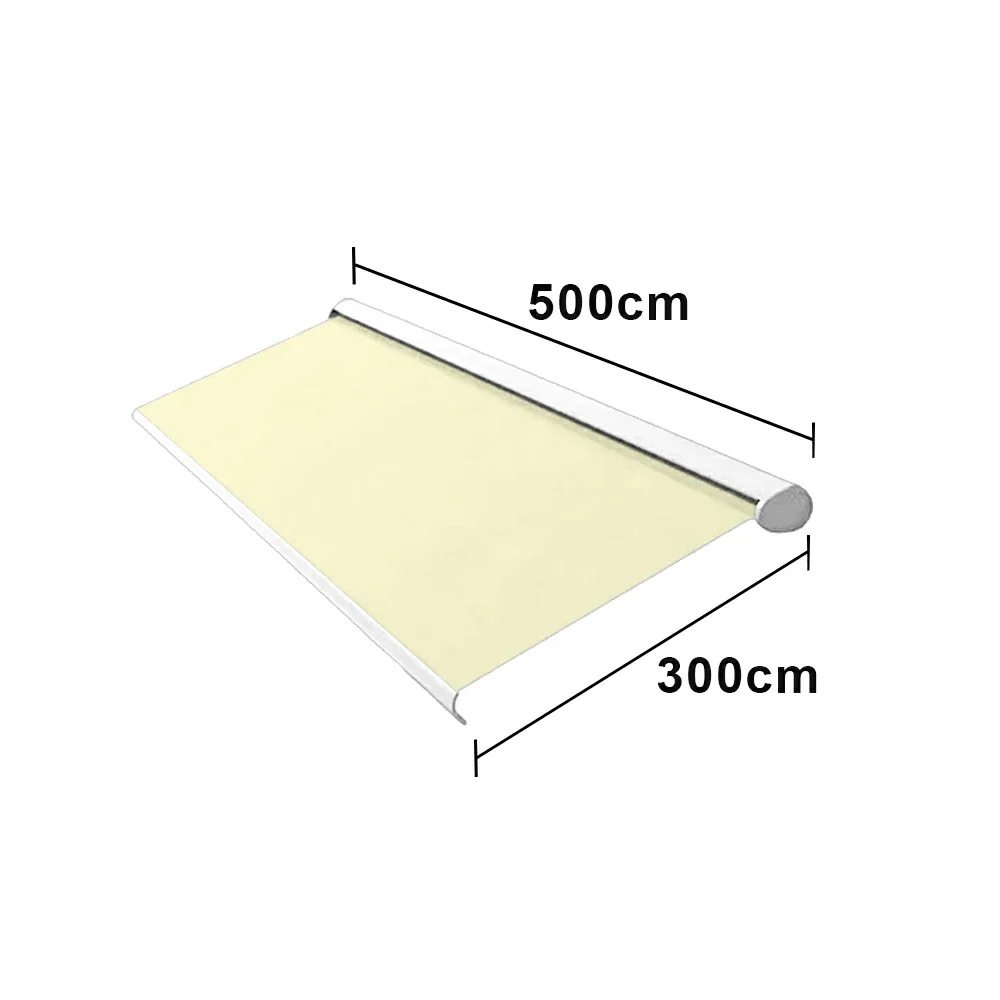 SOLARA Electric Retractable Awning White Frame Remote Control Waterproof Aluminium 300/400/500cm Patio Balcony Outdoor Use - Beige - Image 8