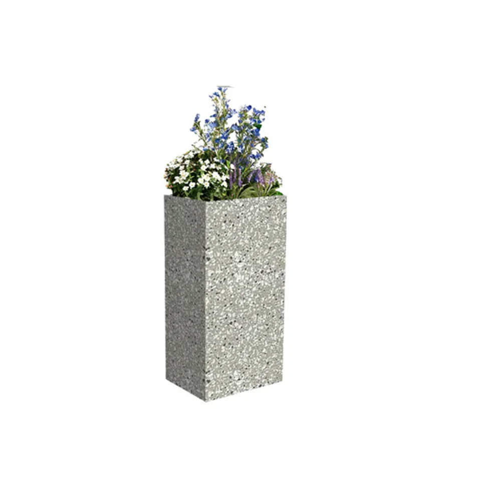 SOLARA Terrazzo Planter Box Galvanised Steel Weather Resistant 40cm Patio Cafe Garden Divider - Grey