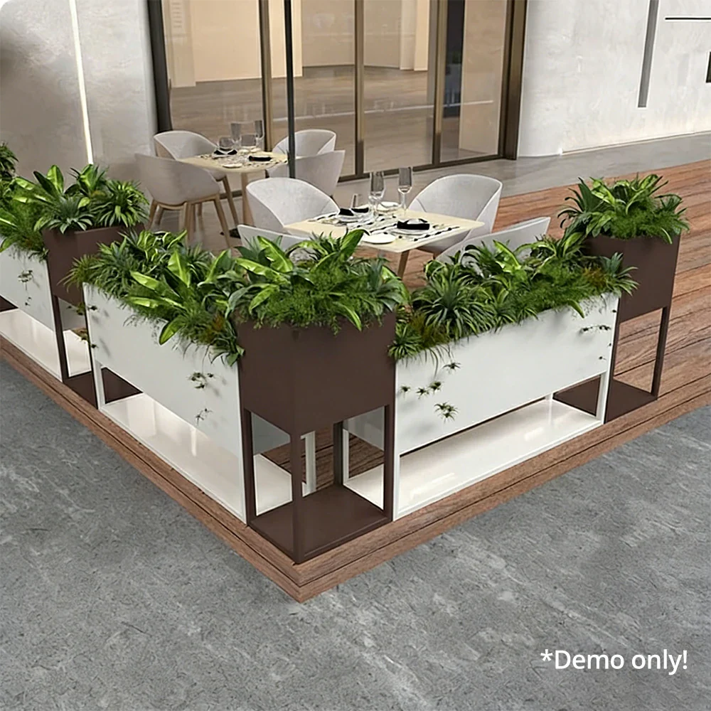 SOLARA Outdoor Planter Box Galvanised Steel Rust Resistant Modular Design 40cm Patio Cafe Garden Use - Black - Image 4
