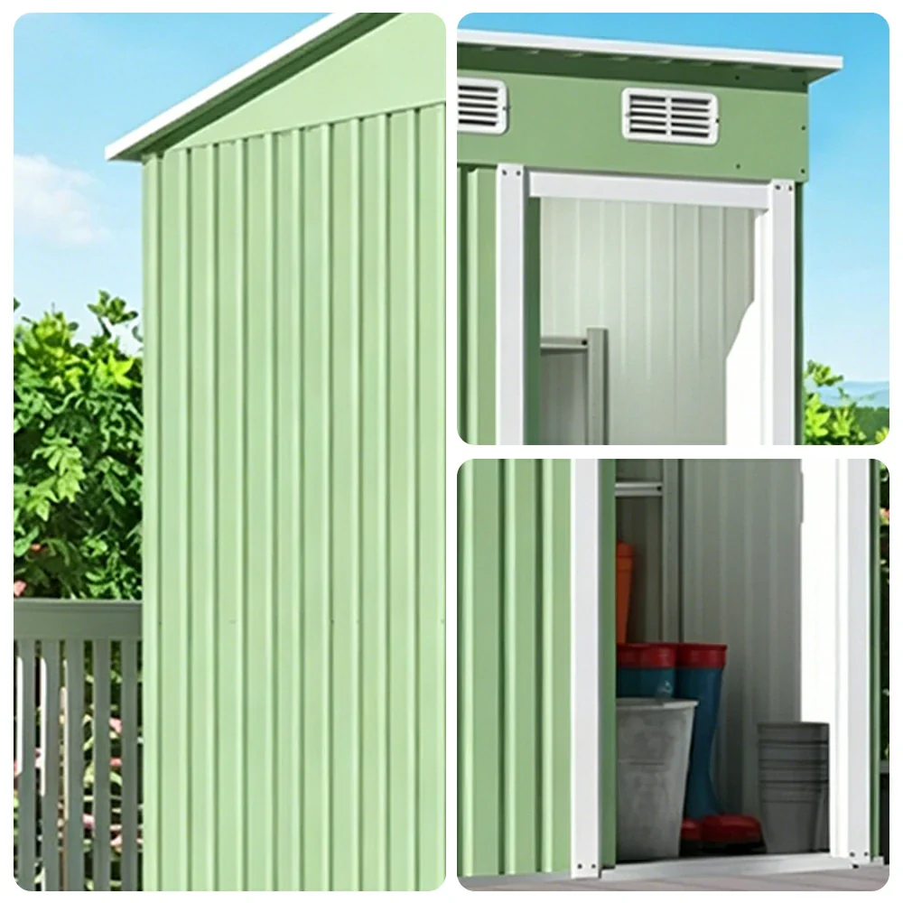 SOLARA Outdoor Storage Shed Sloped Roof Weatherproof Steel Large Capacity for Garden Patio Backyard - Green - Image 3