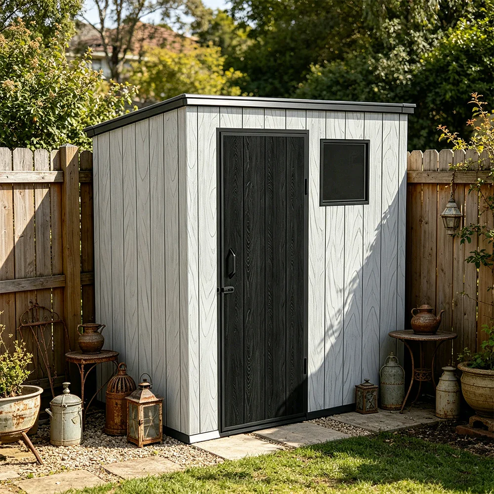 SOLARA 6x4FT Outdoor Storage Shed Reinforced Structure Double Door Weather Resistant Large Capacity for Garden Backyard Patio - Image 5