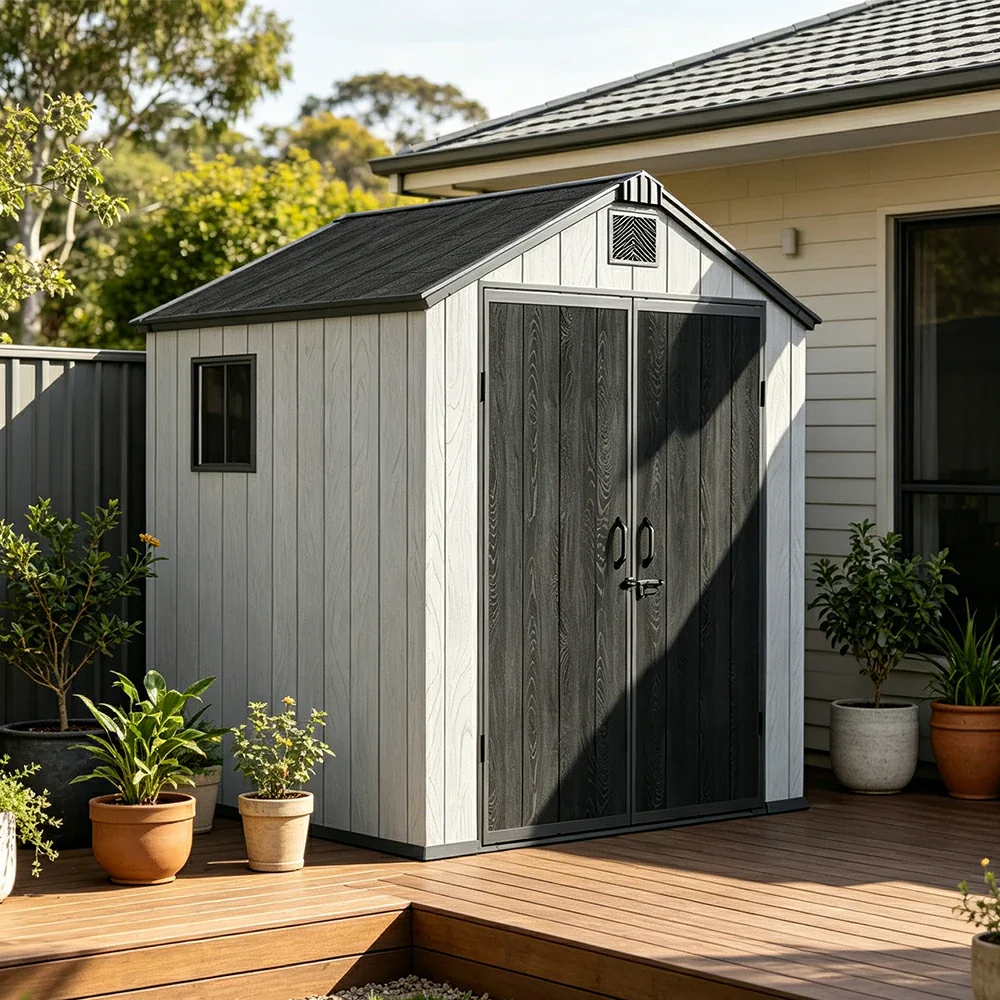 SOLARA 6x6FT Outdoor Storage Shed Reinforced Structure Double Door Weather Resistant Large Capacity for Garden Backyard Patio - Image 2