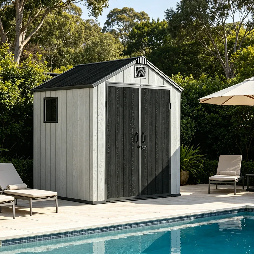 SOLARA 6x6FT Outdoor Storage Shed Reinforced Structure Double Door Weather Resistant Large Capacity for Garden Backyard Patio - Image 5