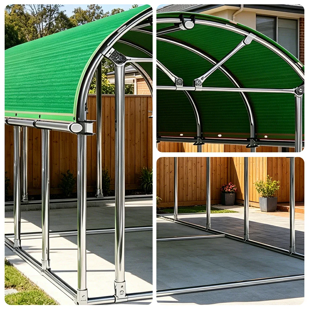 SOLARA Outdoor Car Canopy Sun Shade Waterproof Reinforced Frame 300/400cm for Driveway Patio Parking - Green - Image 3