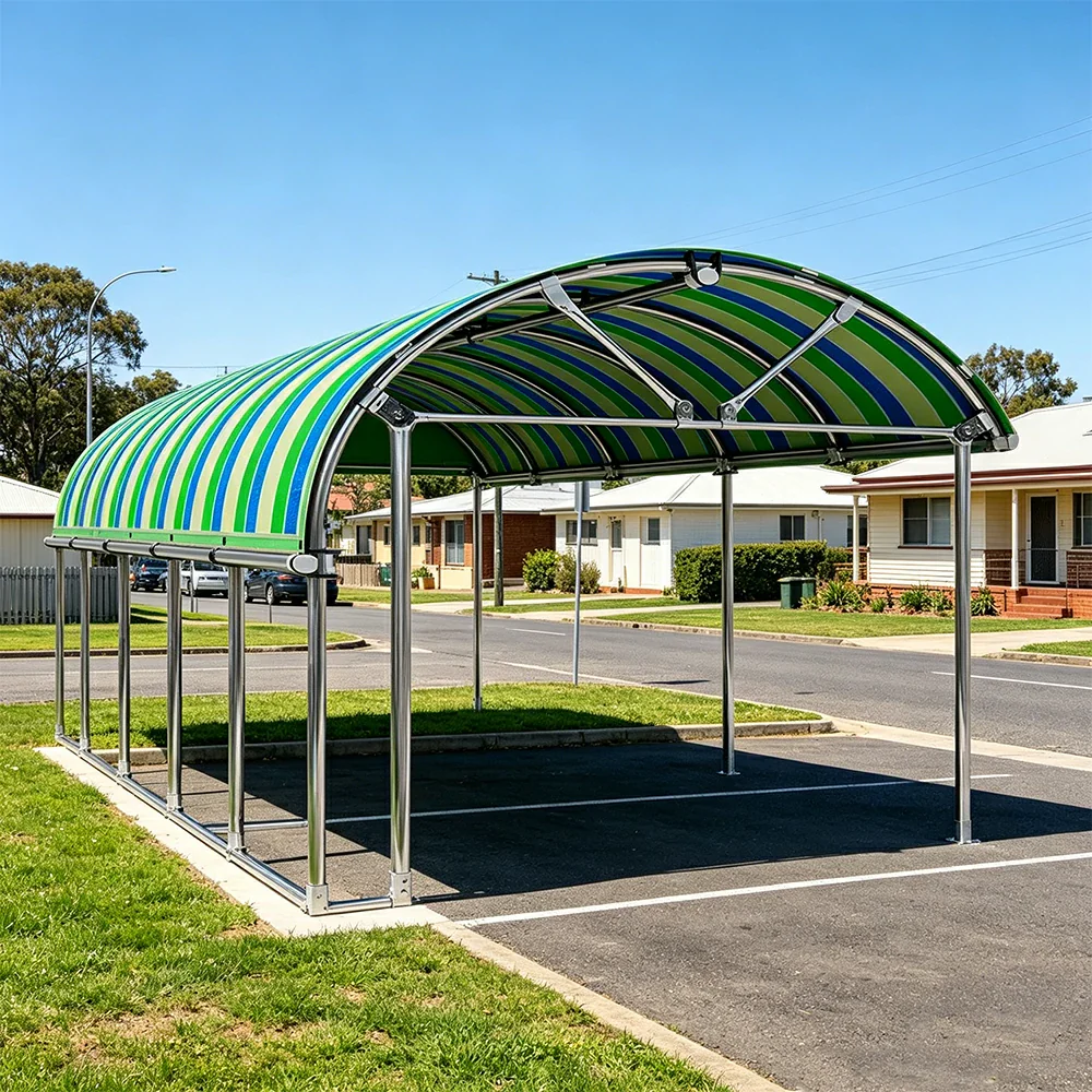 SOLARA Outdoor Car Canopy Sun Shade Waterproof Reinforced Frame 300/400cm for Driveway Patio Parking - Yellow&Blue - Image 5