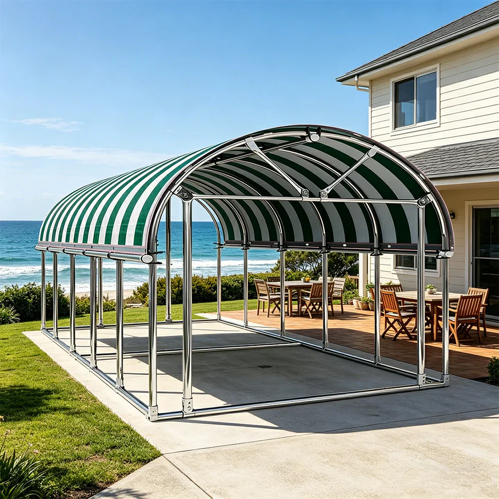 SOLARA Outdoor Car Canopy Sun Shade Waterproof Reinforced Frame 300/400cm for Driveway Patio Parking - Dark Green - Image 5