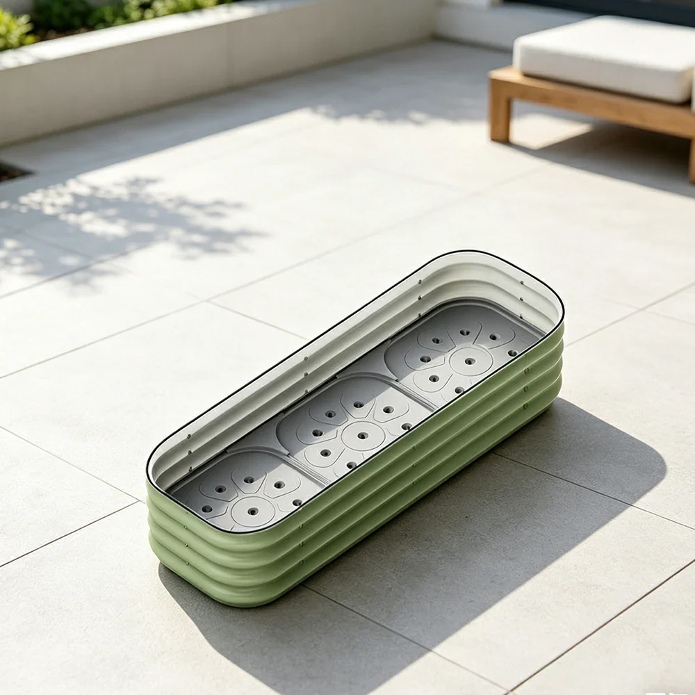 SOLARA Modular Raised Garden Bed with Water Reservoir Reinforced Outdoor Planter Box 120x40x28cm for Balcony Courtyard - Image 4